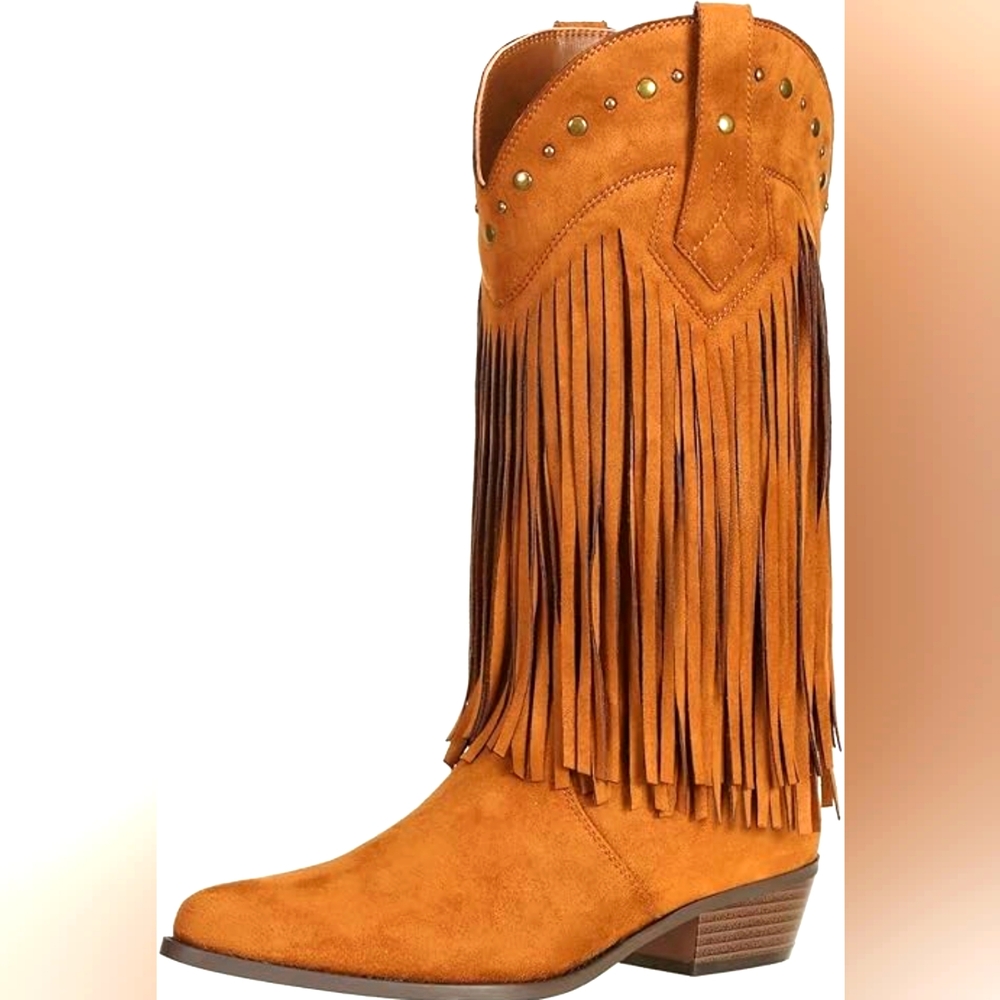 Walnut Brown Fringe Boho Western Boots